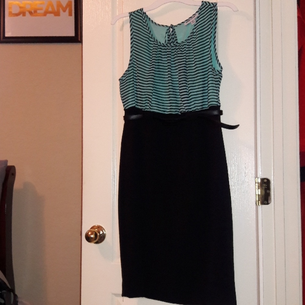Mint/Black Strip Dress